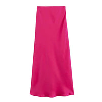 XNWMNZ Flowy Satin Midi Skirt