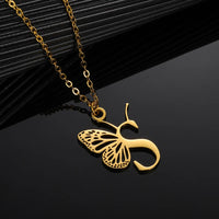 A - Z Initial Letter Collar Butterfly Necklace For WomenAzizaK