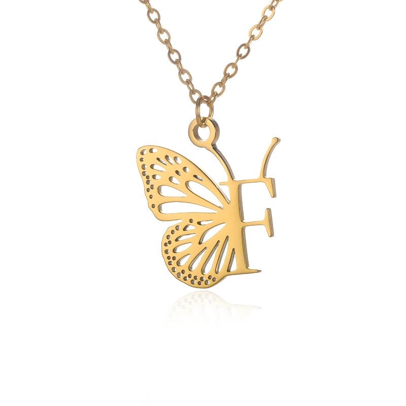 A - Z Initial Letter Collar Butterfly Necklace For WomenAzizaK