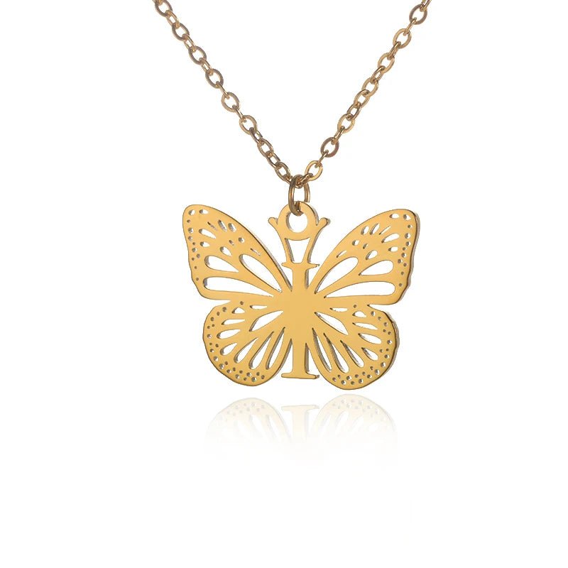 A - Z Initial Letter Collar Butterfly Necklace For WomenAzizaK