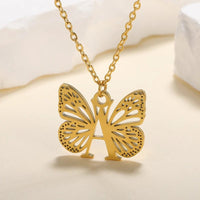 A - Z Initial Letter Collar Butterfly Necklace For WomenAzizaK