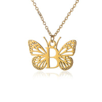 A - Z Initial Letter Collar Butterfly Necklace For WomenAzizaK