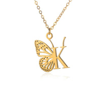 A - Z Initial Letter Collar Butterfly Necklace For WomenAzizaK