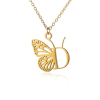 A - Z Initial Letter Collar Butterfly Necklace For WomenAzizaK