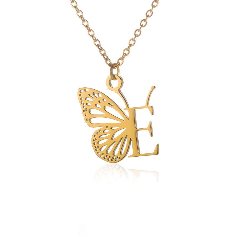 A - Z Initial Letter Collar Butterfly Necklace For WomenAzizaK