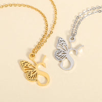 A - Z Initial Letter Collar Butterfly Necklace For WomenAzizaK