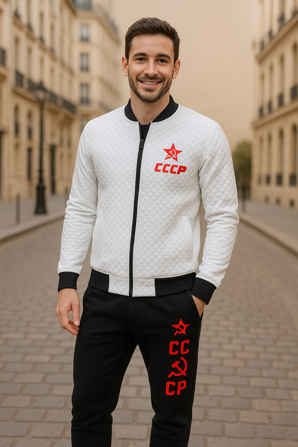 Crew neck jacket and sweatpants