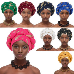 African braided turban hat goldAzizaK