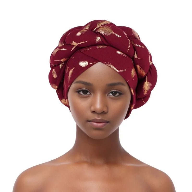 African braided turban hat goldAzizaK