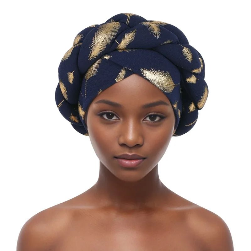 African braided turban hat goldAzizaK