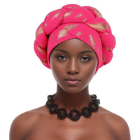 African braided turban hat goldAzizaK