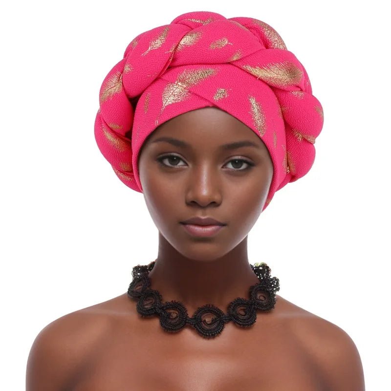 African braided turban hat goldAzizaK