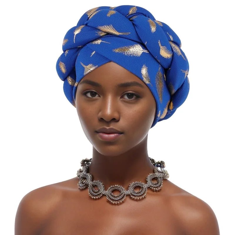 African braided turban hat goldAzizaK