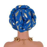 African braided turban hat goldAzizaK