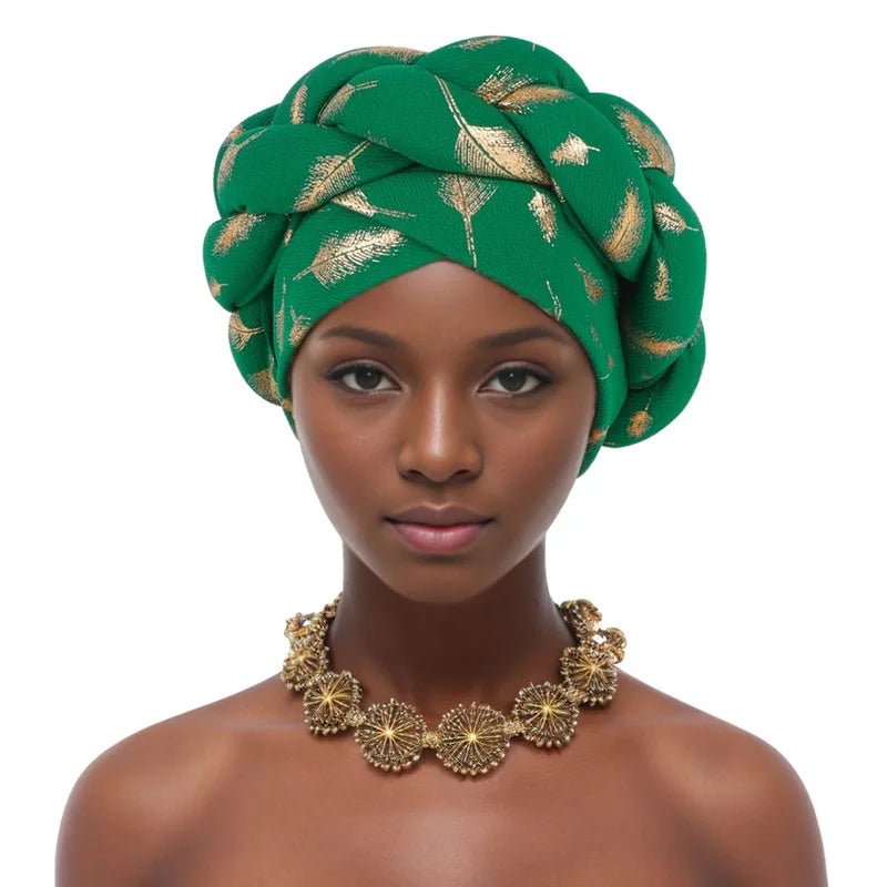 African braided turban hat goldAzizaK