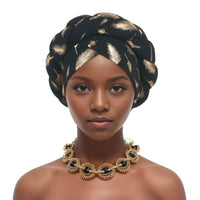 African braided turban hat goldAzizaK