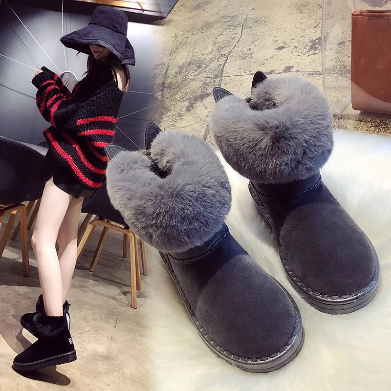 Ankle Boots Fur Winter Rabbit Ears CuteAzizaK