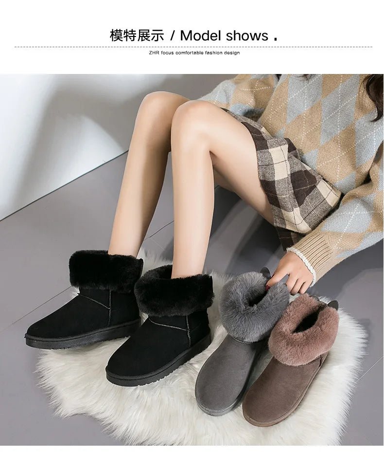 Ankle Boots Fur Winter Rabbit Ears CuteAzizaK