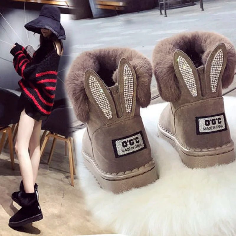 Ankle Boots Fur Winter Rabbit Ears CuteAzizaK