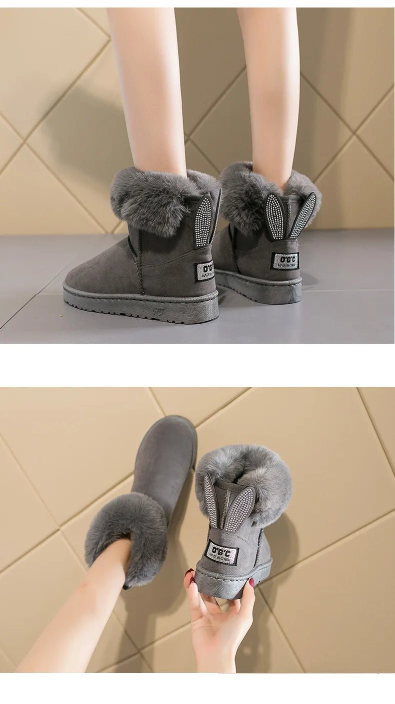 Ankle Boots Fur Winter Rabbit Ears CuteAzizaK