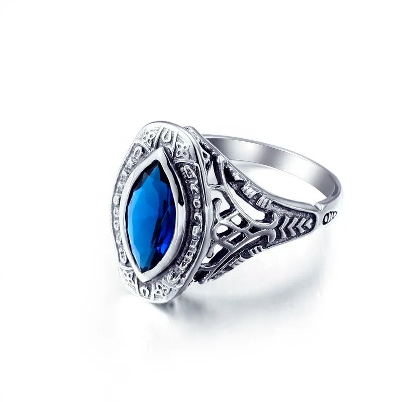 Antique Vintage Filigree Ring with Sapphire in 925 Sterling SilverAzizaK