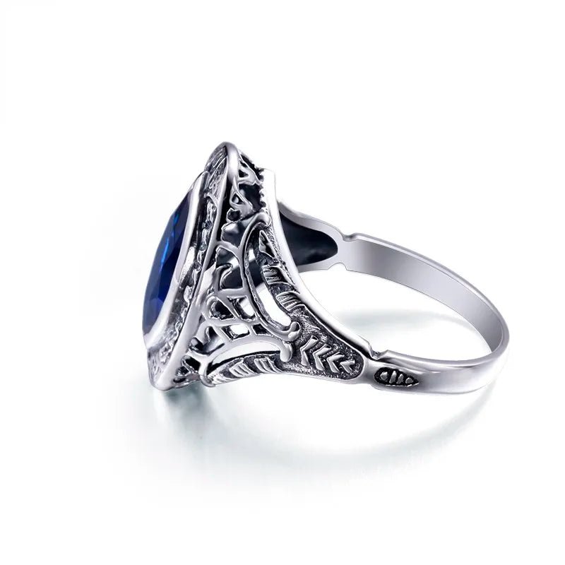 Antique Vintage Filigree Ring with Sapphire in 925 Sterling SilverAzizaK