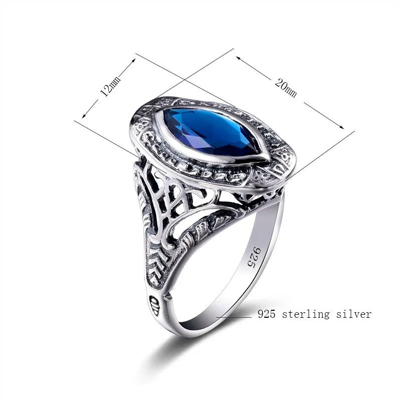 Antique Vintage Filigree Ring with Sapphire in 925 Sterling SilverAzizaK