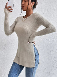 Autumn slim slit long sleeve t-shirtAzizaK