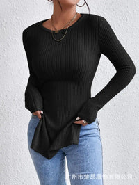 Autumn slim slit long sleeve t-shirtAzizaK