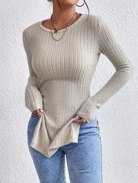 Autumn slim slit long sleeve t-shirtAzizaK