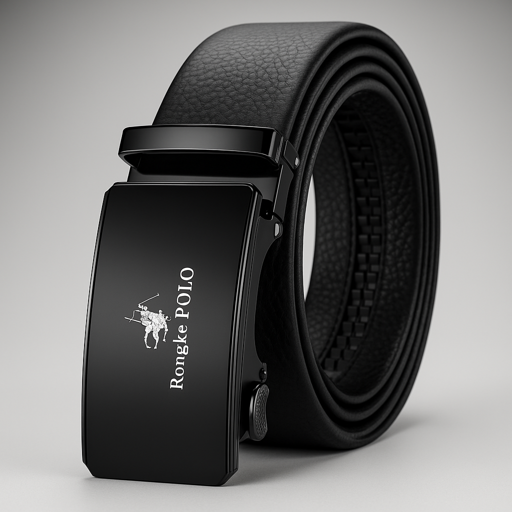 Premium Genuine Leather Men’s Belt with Automatic Ratchet Buckle – Elegant and Durable