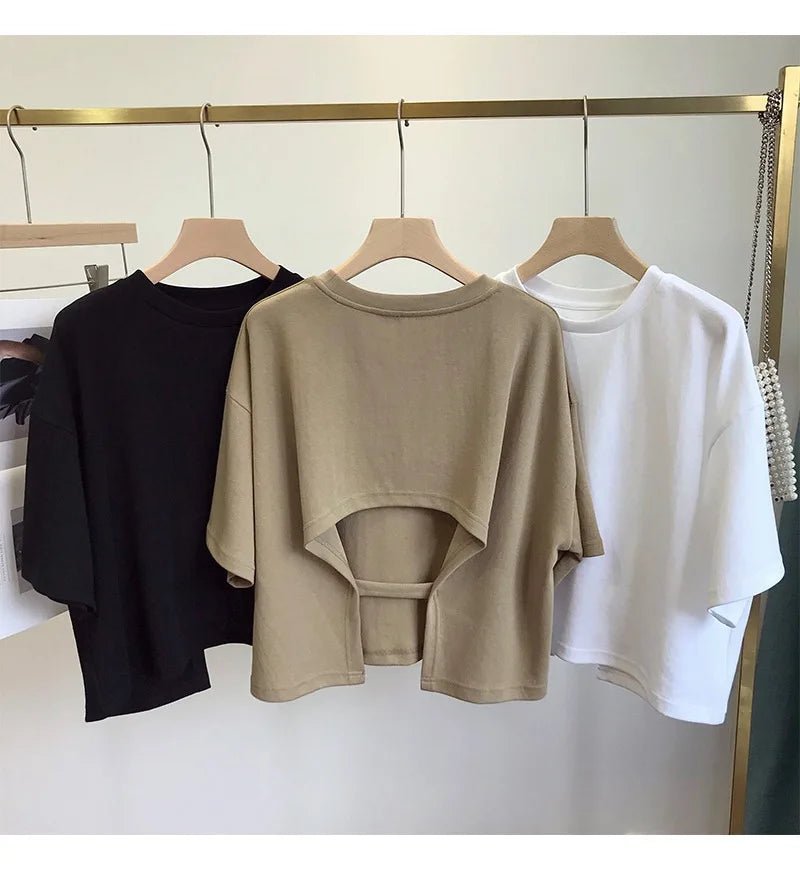 Back Cutout Cropped T-ShirtAzizaK
