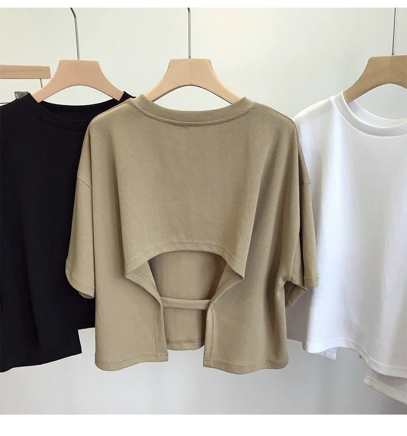 Back Cutout Cropped T-ShirtAzizaK