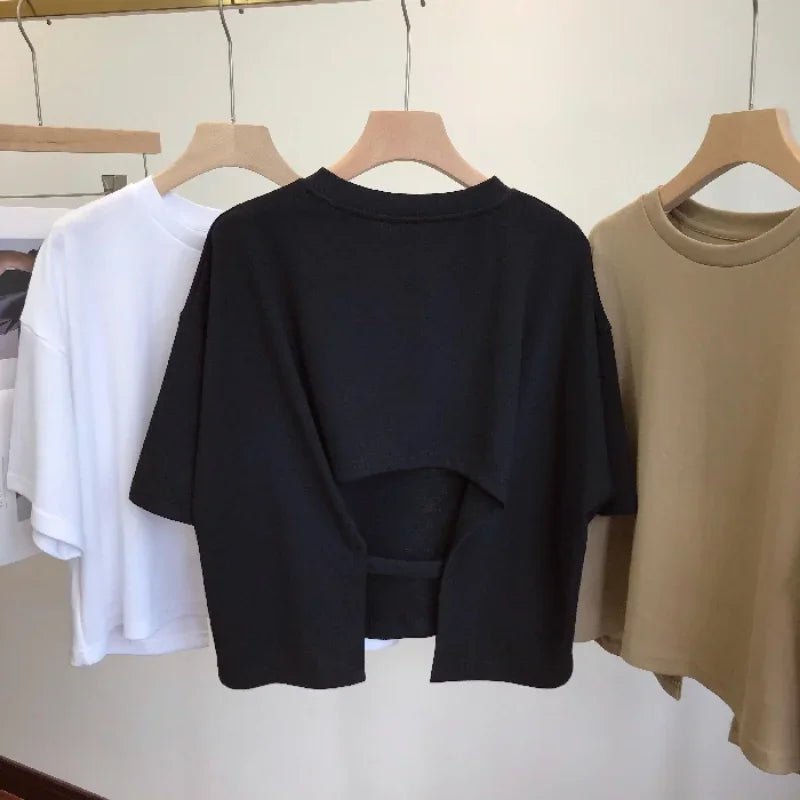 Back Cutout Cropped T-ShirtAzizaK