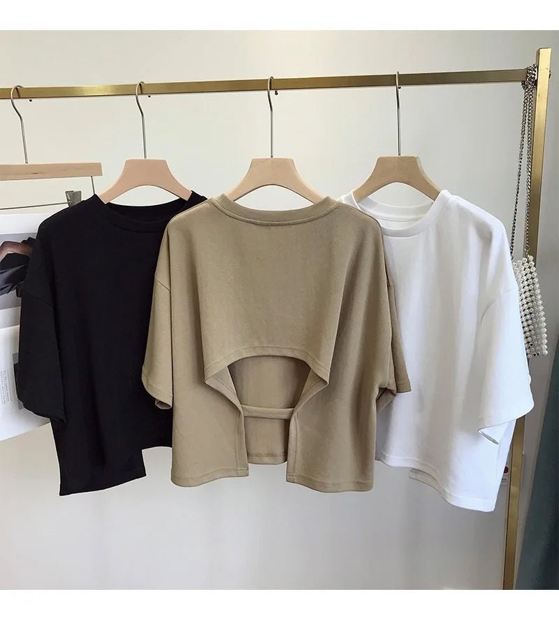 Back Cutout Cropped T-ShirtAzizaK