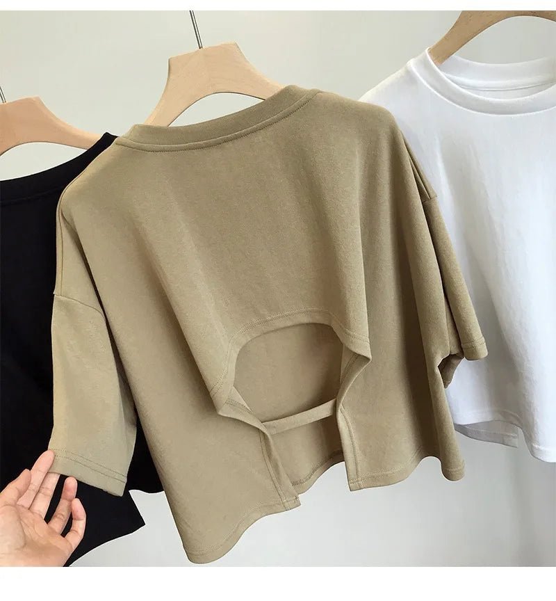 Back Cutout Cropped T-ShirtAzizaK