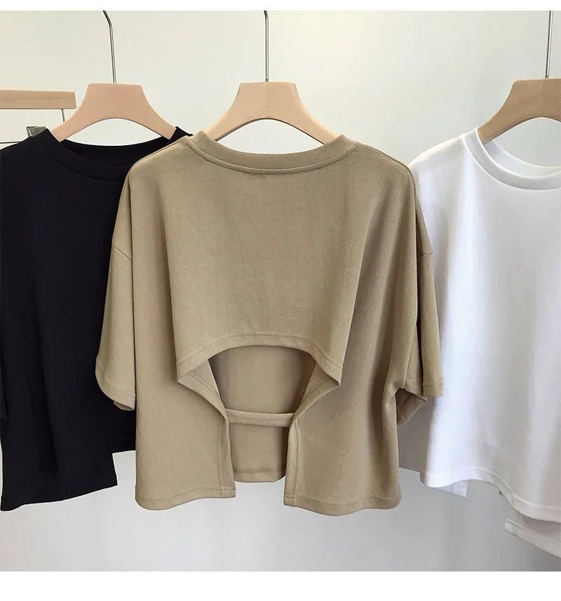 Back Cutout Cropped T-ShirtAzizaK
