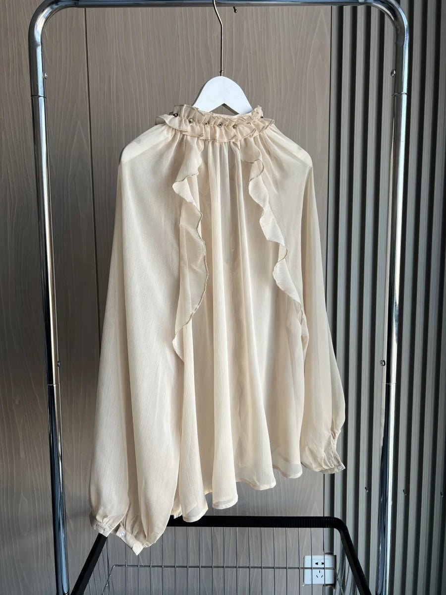 Beaded Lace Ruffle BlouseAzizaK