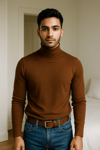 Black and white cotton knitted turtleneck sweatersAzizaK