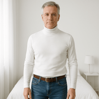 Black and white cotton knitted turtleneck sweatersAzizaK