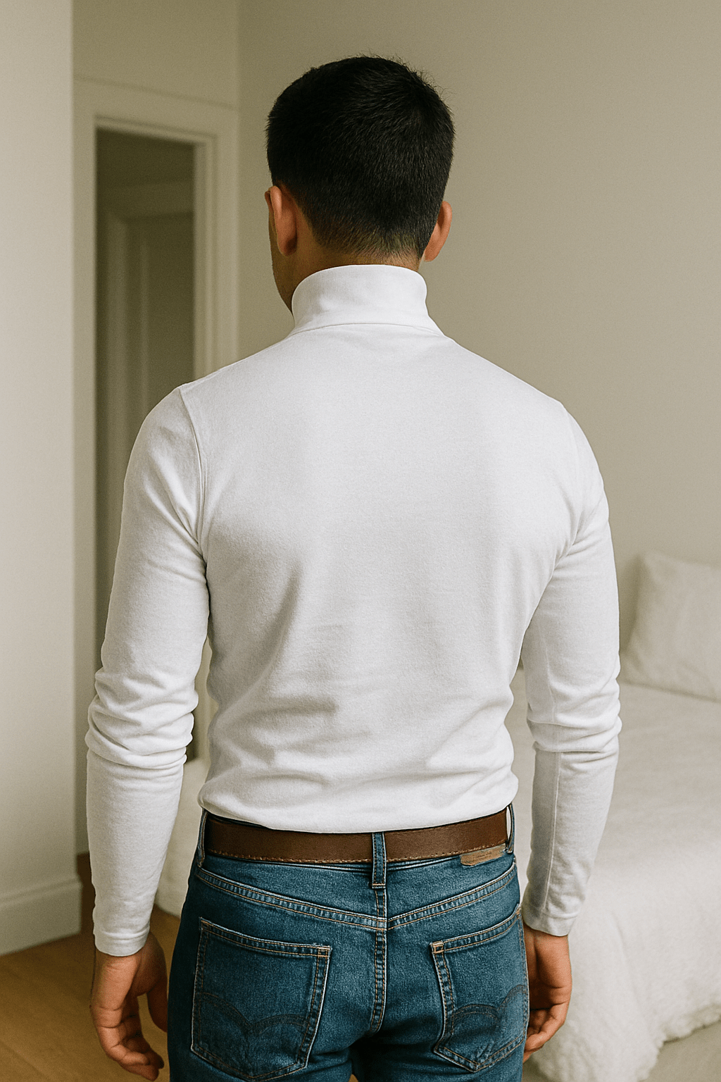 Black and white cotton knitted turtleneck sweatersAzizaK