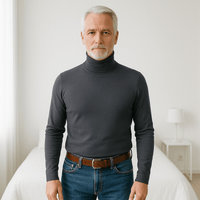 Black and white cotton knitted turtleneck sweatersAzizaK