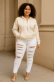 black and white ripped elastic jeansAzizaK
