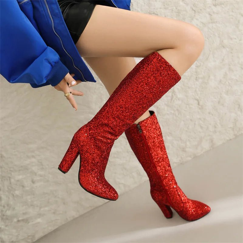 Boots Red Silver Gold Sequined ClothAzizaK