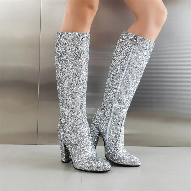 Boots Red Silver Gold Sequined ClothAzizaK