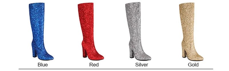 Boots Red Silver Gold Sequined ClothAzizaK