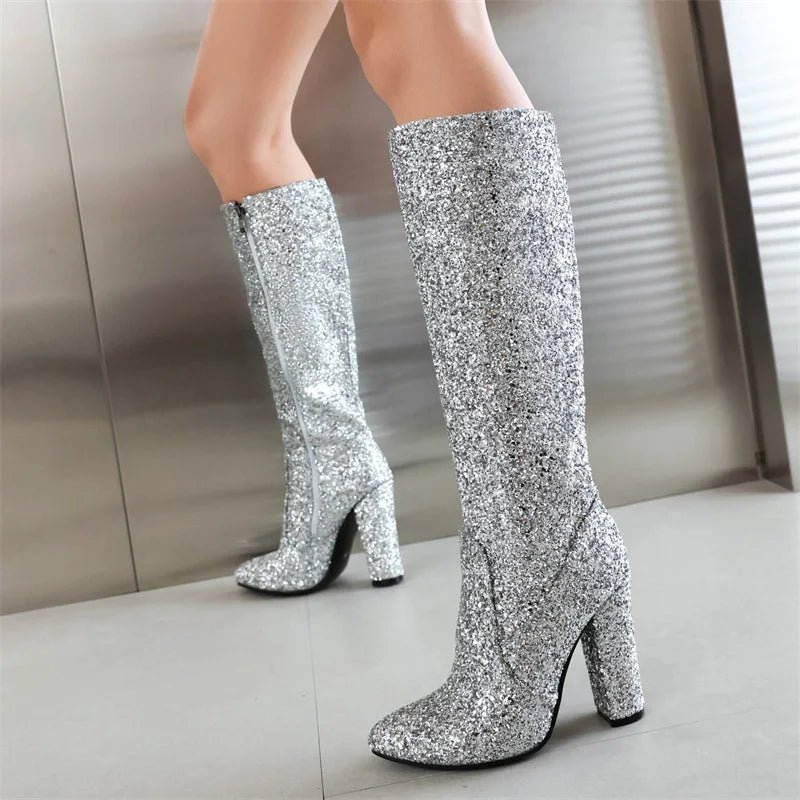 Boots Red Silver Gold Sequined ClothAzizaK