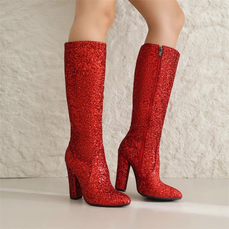 Boots Red Silver Gold Sequined ClothAzizaK