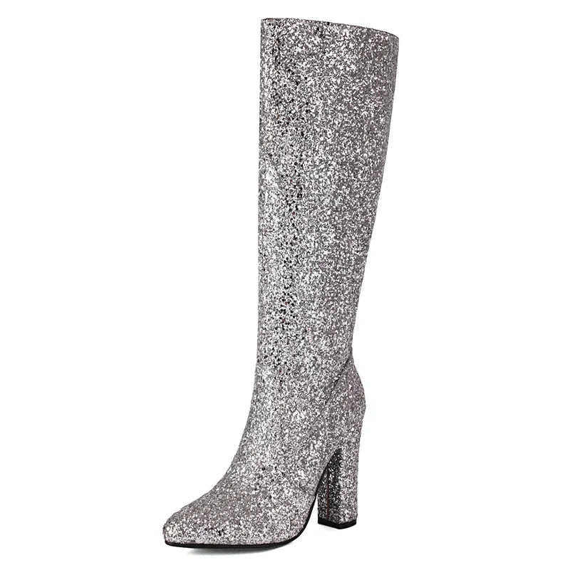 Boots Red Silver Gold Sequined ClothAzizaK