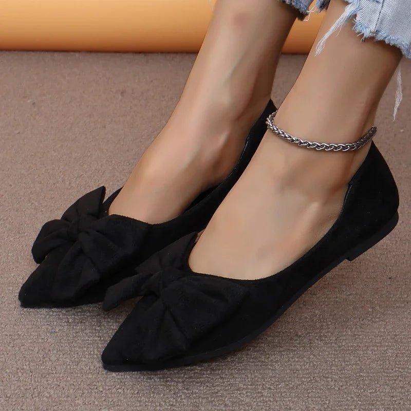 Bow Detail Flats – Elegant Slip - On ShoesAzizaK